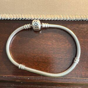 Pandora Sterling Silver Barrel Clasp Charm Bracelet 7.1 Inch